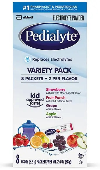 Pedialyte Electrolyte Powder Packets 4 Flavor Variety Box of 8