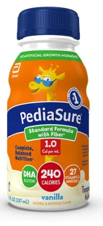 PediaSure 1.0 Cal with Fiber, Vanilla, 8 fl oz Institutional Bottle