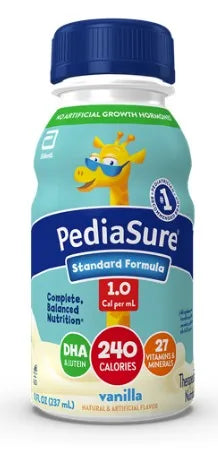 Abbott PediaSure Standard Formula 1.0 Cal, Vanilla, 8 fl oz Institutional Bottle