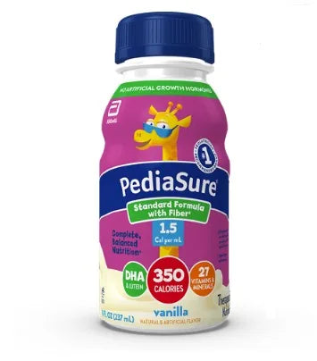 Abbott PediaSure Standard Formula with Fiber, 1.5 Cal, Vanilla, 8 fl oz Institutional Bottle