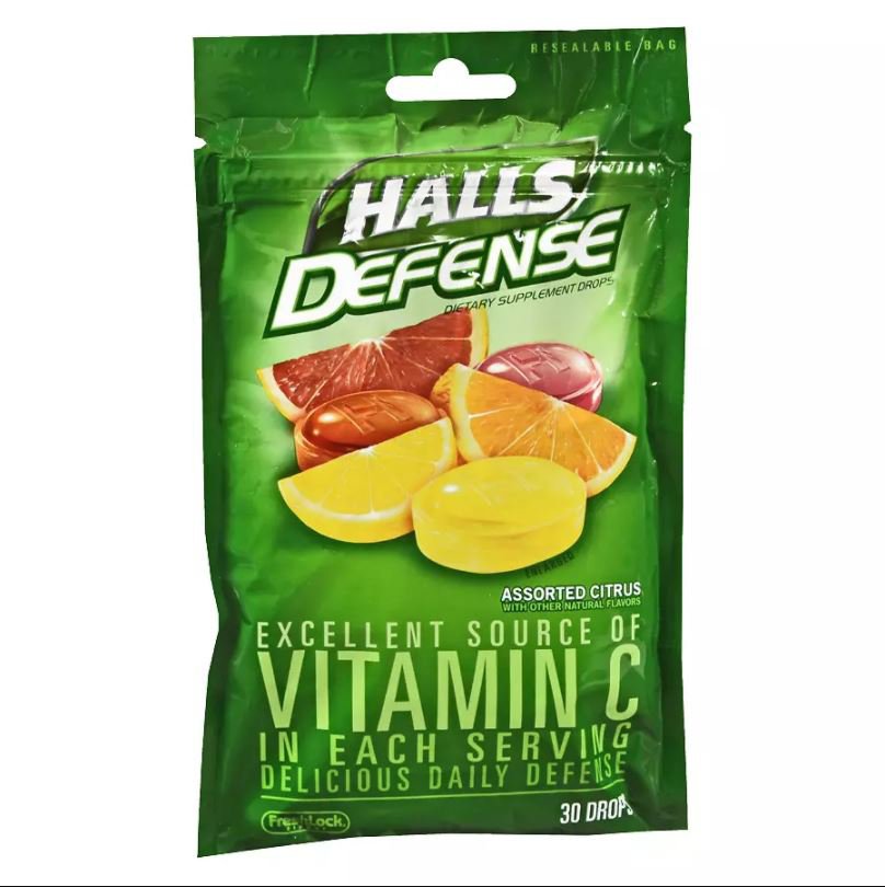 Halls Defense Vitamin C Supplement Lozenge 60 mg Citrus Flavor