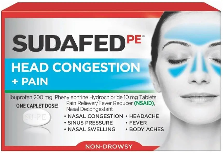 Sudafed PE Sinus Head Congestion + Pain Non-Drowsy Caplets 20 ct