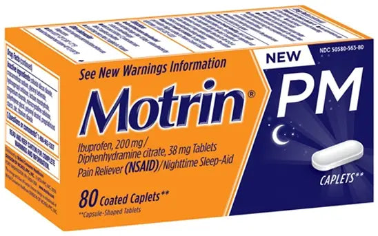 Motrin PM Pain Reliever & Nighttime Sleep-Aid Caplets 80 ct