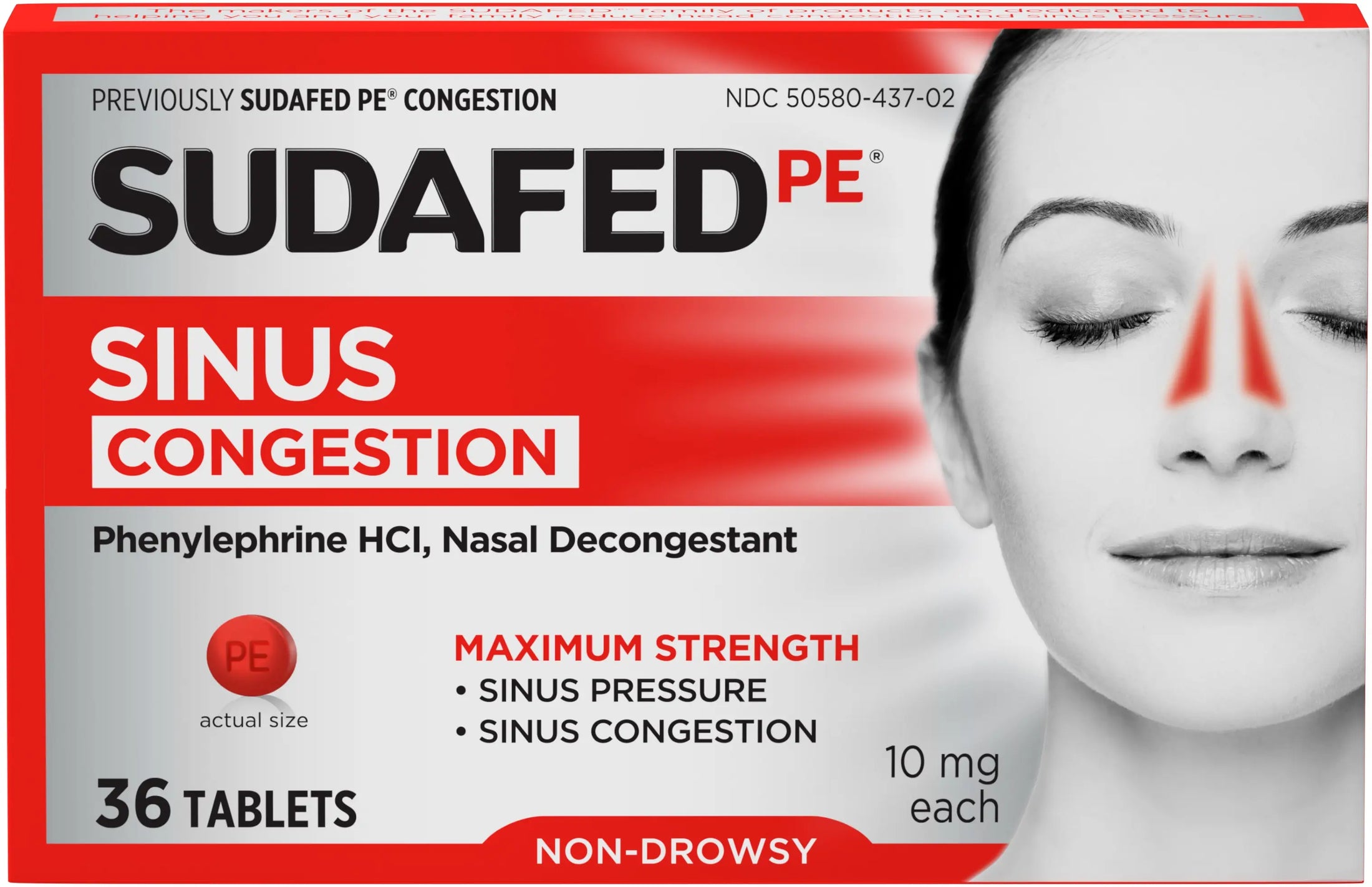 Sudafed PE Sinus Congestion Max Strength Non-Drowsy Tablets 36 ct