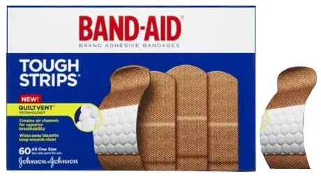 Band-Aid Tough Strips Adhesive Bandages, All One Size, Box of 60