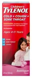 Children's Tylenol Cold + Cough + Sore Throat Bubblegum Flavor 4 fl oz