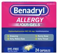 Benadryl Dye-Free Allergy Relief Liqui-gels, 24 Capsules