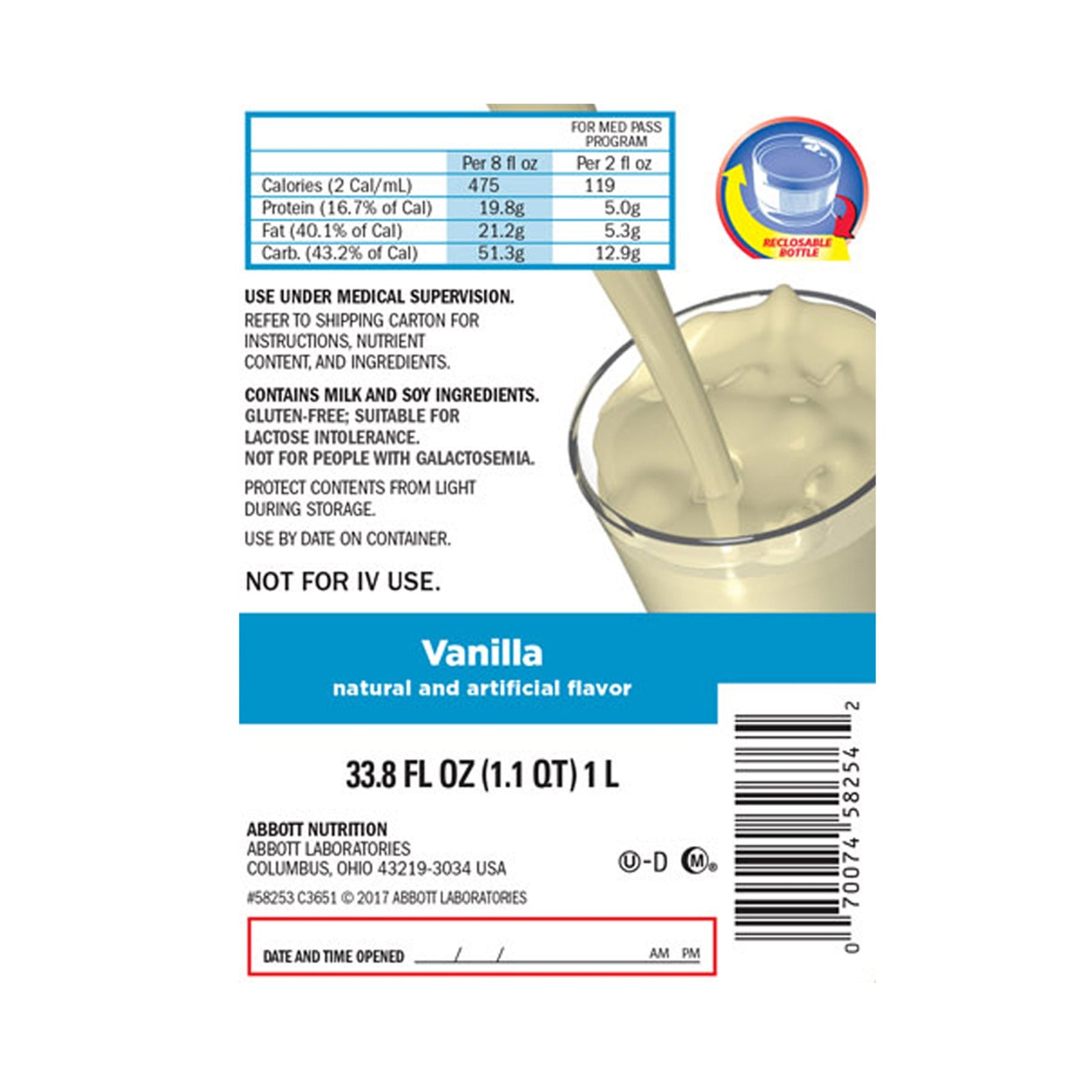 Hi-Cal Vanilla Flavor Oral Supplement 33.8 oz Bottle