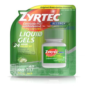 Zyrtec Allergy 24 Hour Relief Liquid Gels, 10mg, 40 ct