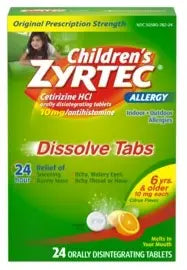 Children's Zyrtec 10mg Dissolve Tabs, Citrus Flavor
