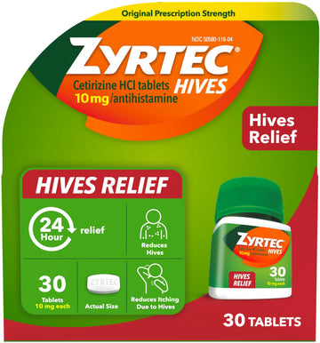 Zyrtec Hives Relief Tablets 10 mg, 30 Count
