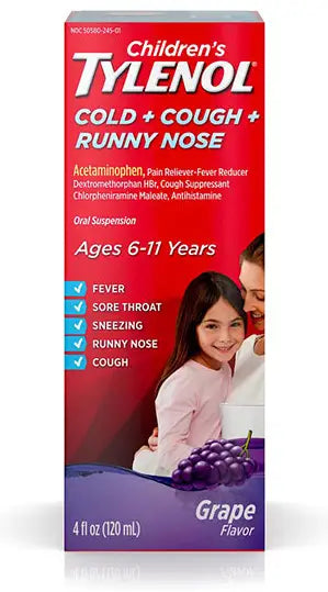 Children's Tylenol Cold + Cough + Runny Nose, Grape Flavor, 4 fl oz