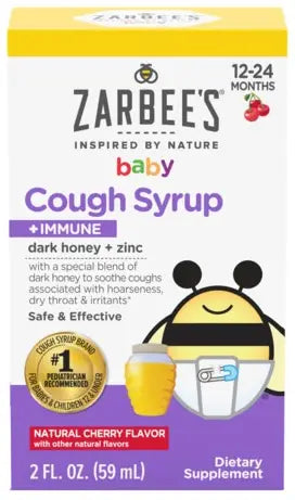 Zarbee's Naturals Baby Cough Syrup with Dark Honey and Zinc, Cherry Flavor