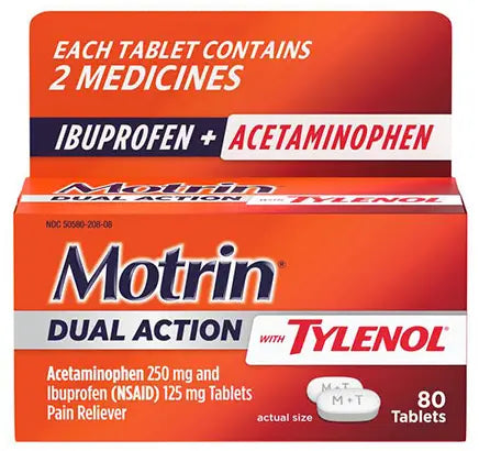 Motrin Dual Action with Tylenol Caplets, 80 Count