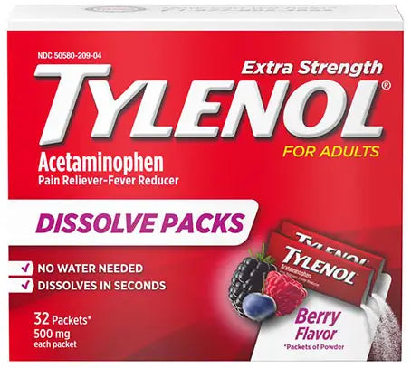 Tylenol Children's Pain and Fever Powder Packs, Berry Flavor, 32 Count