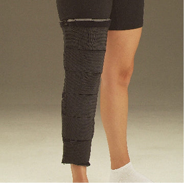 Knee Immobilizer with Cut-Away Design, Black with Elastic Straps, 20 Inch