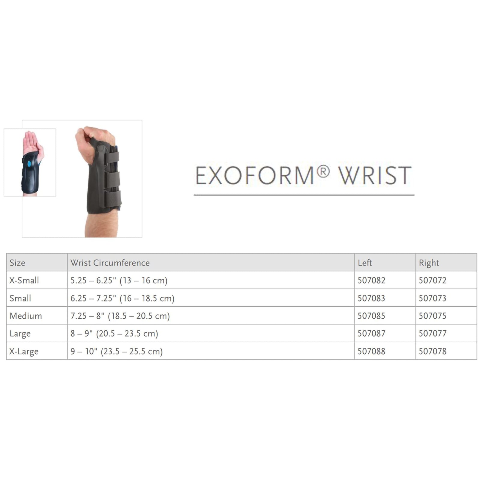 Ossur Exoform Aluminum/Plastic Wrist Brace - Right Hand, Small
