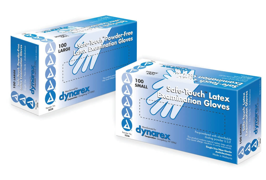 Dynarex Safe-Touch Latex Exam Gloves Medium