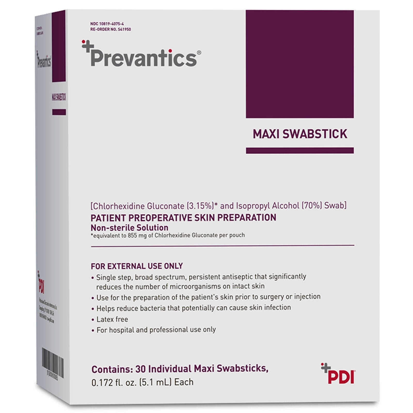 Prevantics Maxi Impregnated Swabstick with CHG and Isopropyl Alcohol