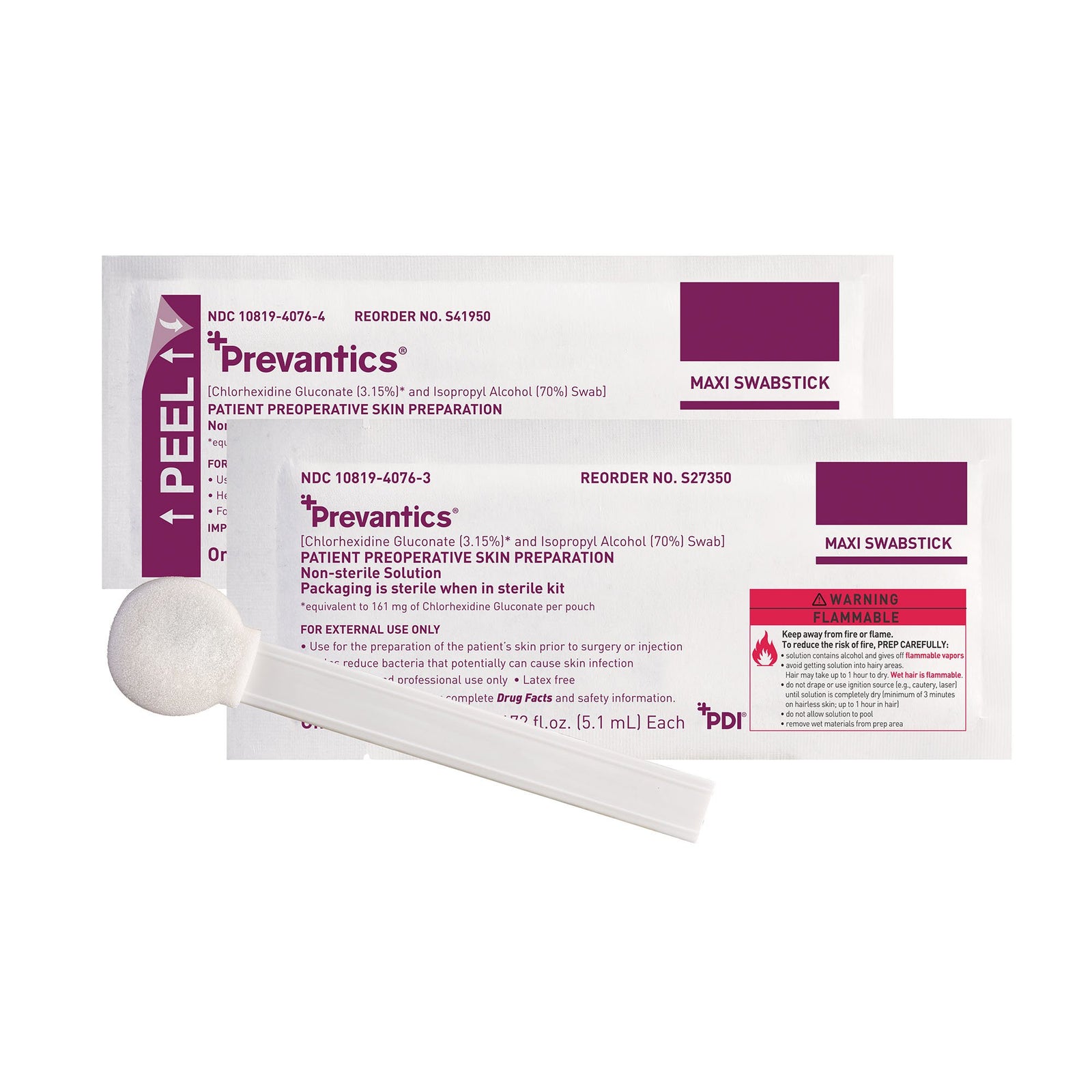 Prevantics Maxi Impregnated Swabstick with CHG and Isopropyl Alcohol