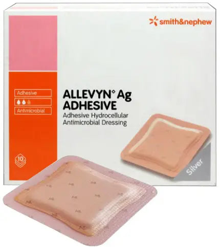 Smith and Nephew ALLEVYN Ag Adhesive Silver Barrier Hydrocellular Dressing 7" x 7"