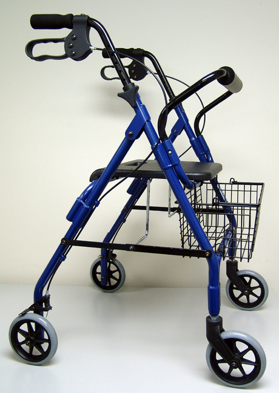 McKesson Rollator Walker with Handle Brakes and Basket, Blue