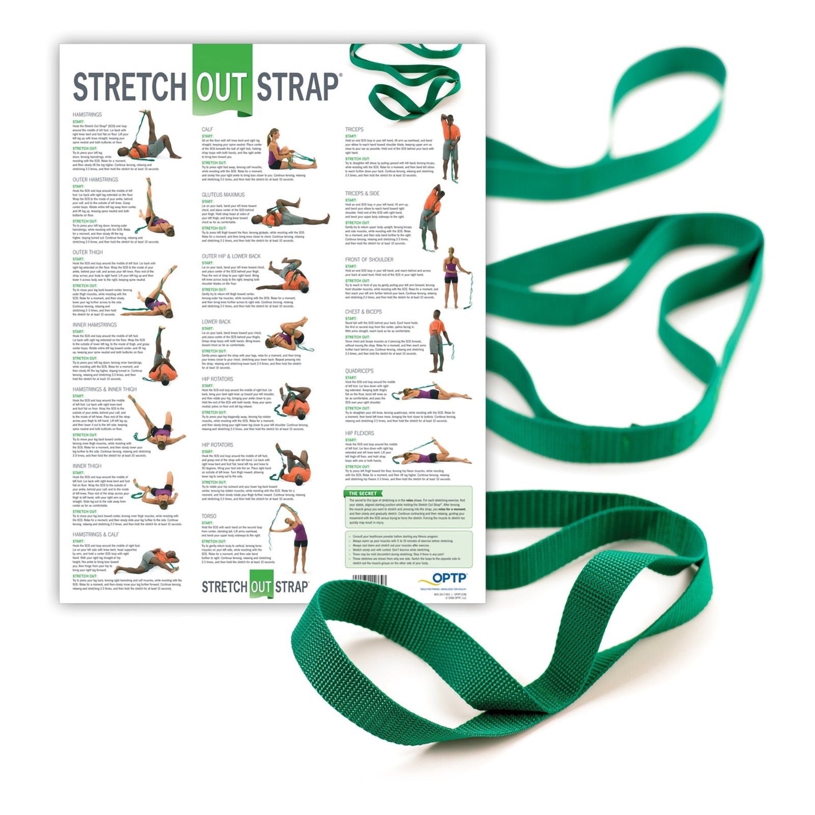 Stretch Assist Strap with Poster - 6 Foot Length Green