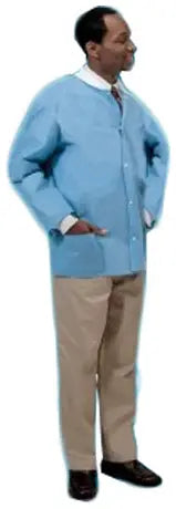 Cardinal Health Fluid Resistant SMS Lab Coat, Blue, Medium