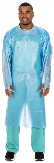 Cardinal Health Poly-Coated Open-Back Protective Gown, AAMI Level 4, Blue