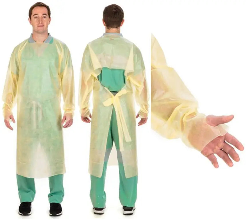 Cardinal Health Poly-Coated Isolation Gown, Yellow, Universal Size