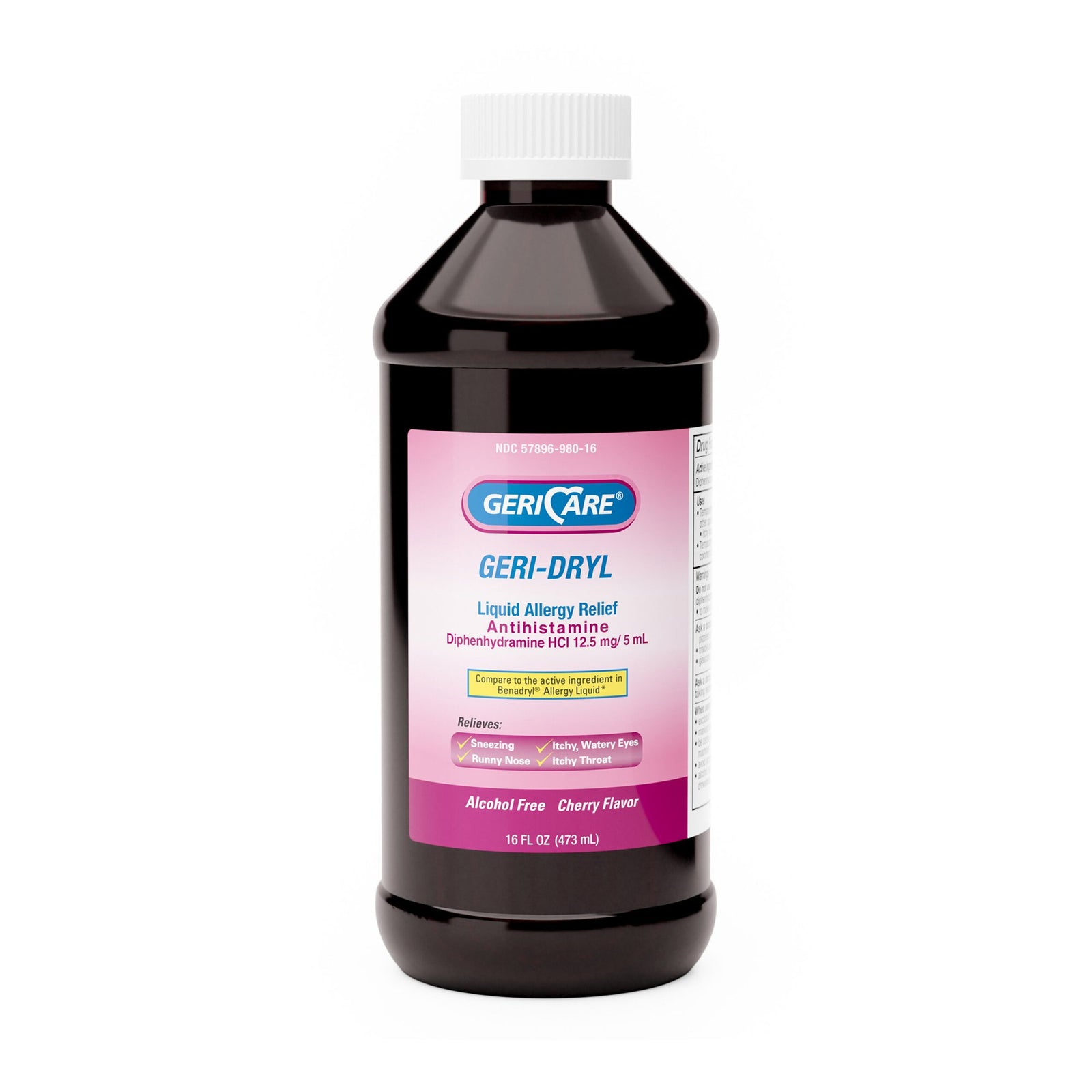 GERI-CARE PHARMA Diphenhydramine HCl Liquid, Alcohol-Free, 12.5 mg/5 mL, 16 oz