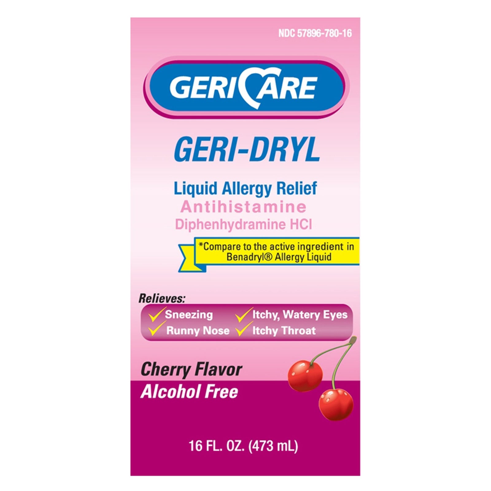 GERI-CARE PHARMA Diphenhydramine HCl Liquid, Alcohol-Free, 12.5 mg/5 mL, 16 oz