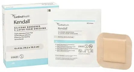 Cardinal Health Silicone Bordered 5-Layer Foam Dressing, 4" x 8"