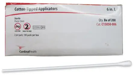 Cardinal Health Sterile Cotton Tipped Applicator with Plastic Shaft, 6"