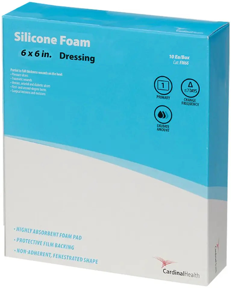 Cardinal Health Silicone Non-Bordered Foam Wound Dressing 6x6 Inch