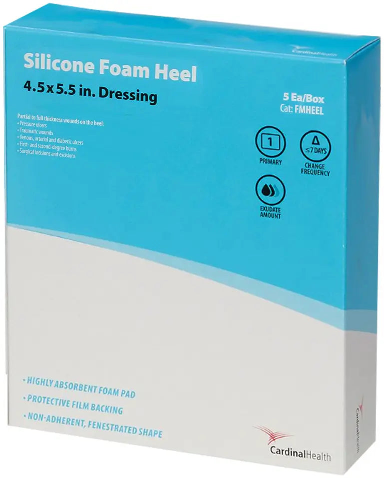 Cardinal Health Kendall Silicone Non-Bordered Foam Heel Wound Dressing 4.5" x 5.5"