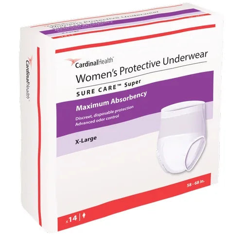Cardinal Health Sure Care Super Women's Protective Underwear, X-Large, 58–68 Inch Waist