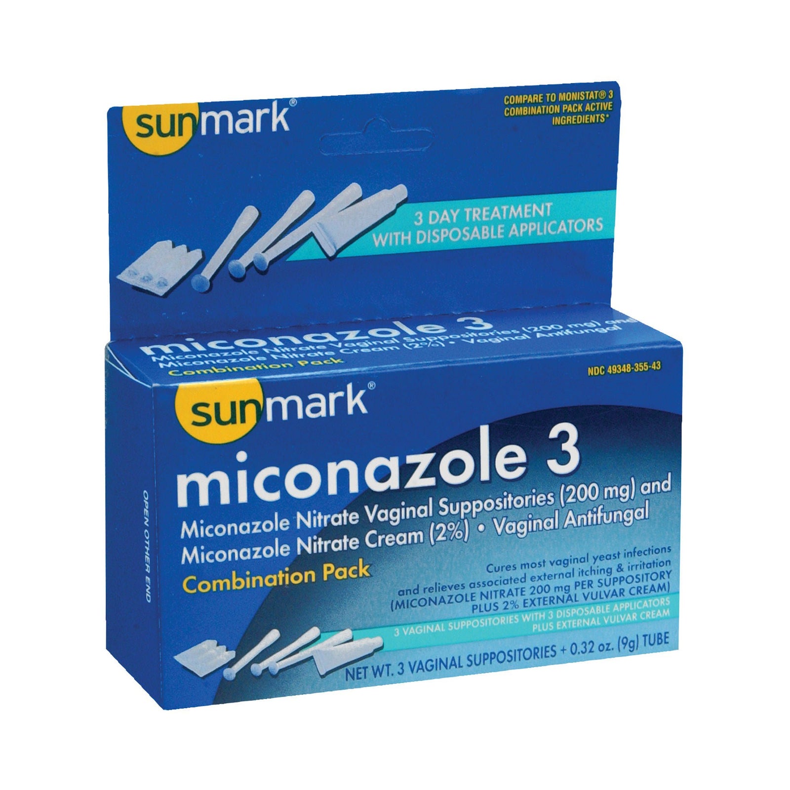 sunmark Miconazole 3 3-Day Treatment with Disposable Applicators, 0.32 oz