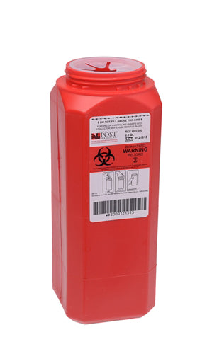 Post Medical Sharps Container with Red Base and Vertical Entry