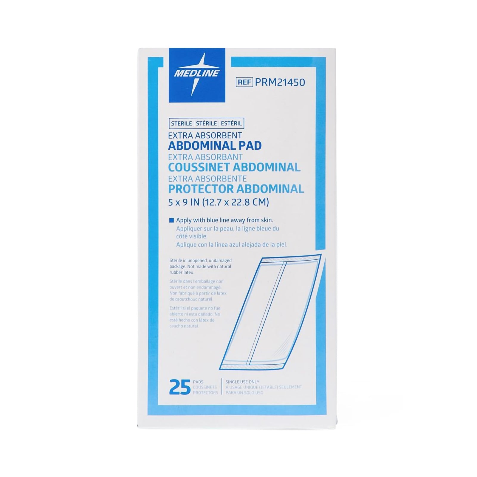 Medline Caring Abdominal Combine Pad, Sterile, 5" x 9"