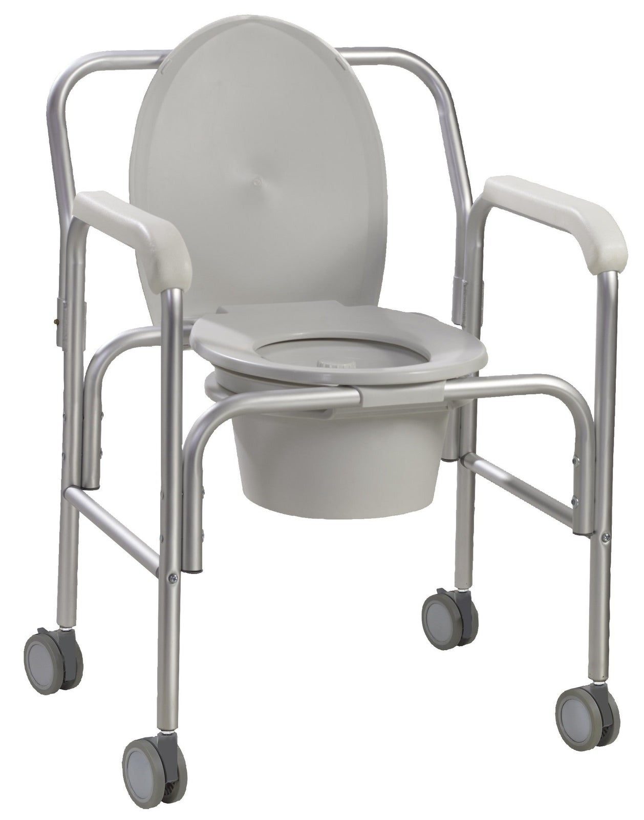 Drive DeVilbiss Aluminum Wheeled Commode with Angled Back