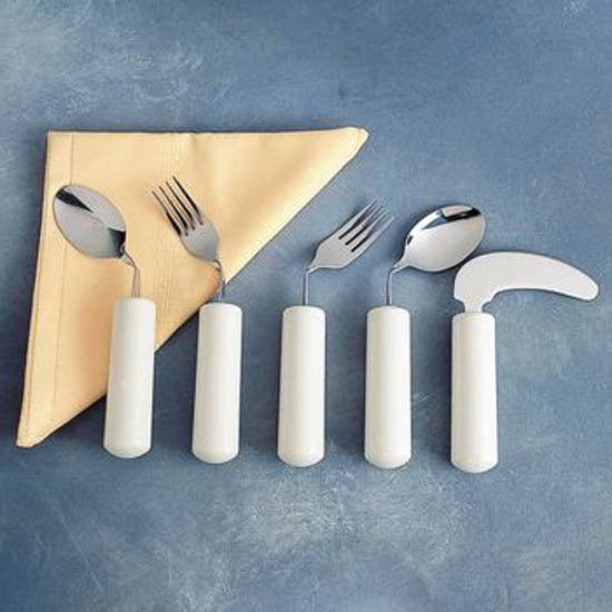 Queens Angled Right-Handed Fork - White Stainless Steel