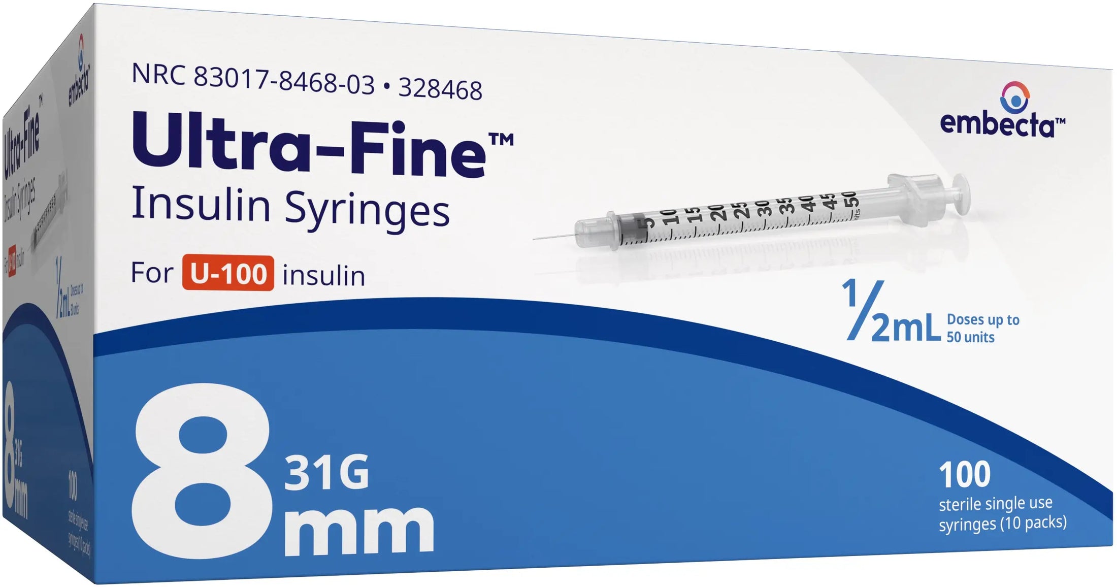 Embecta Ultra-Fine II Insulin Syringe 31G x 5/16" 1/2 mL