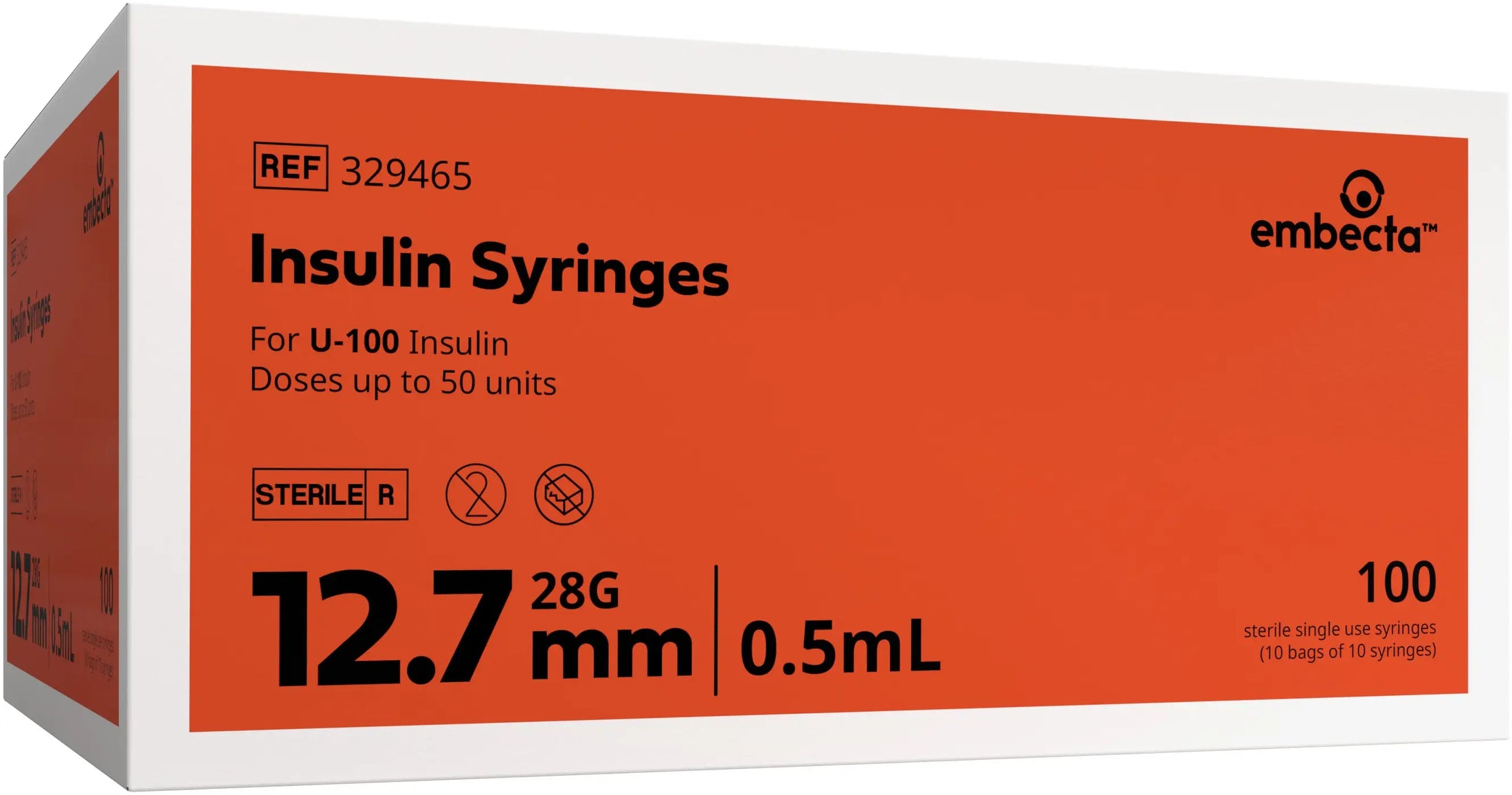Embecta Lo-Dose Insulin Syringe 28G x 1/2", 1/2 mL