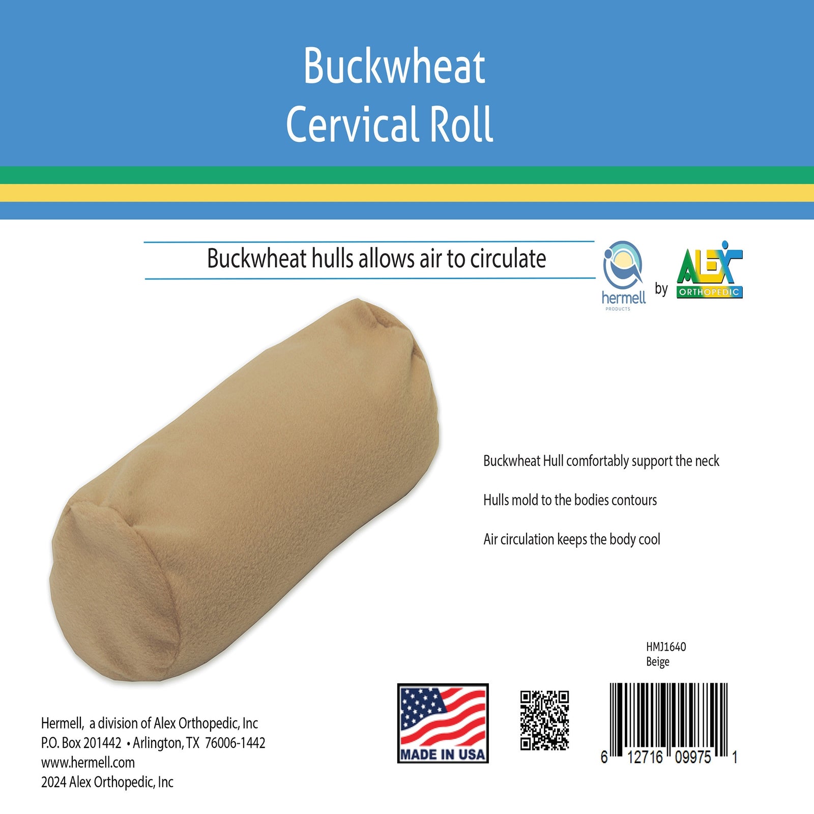 ALEX ORTHO Cervical Buckwheat Roll 6" x 17"