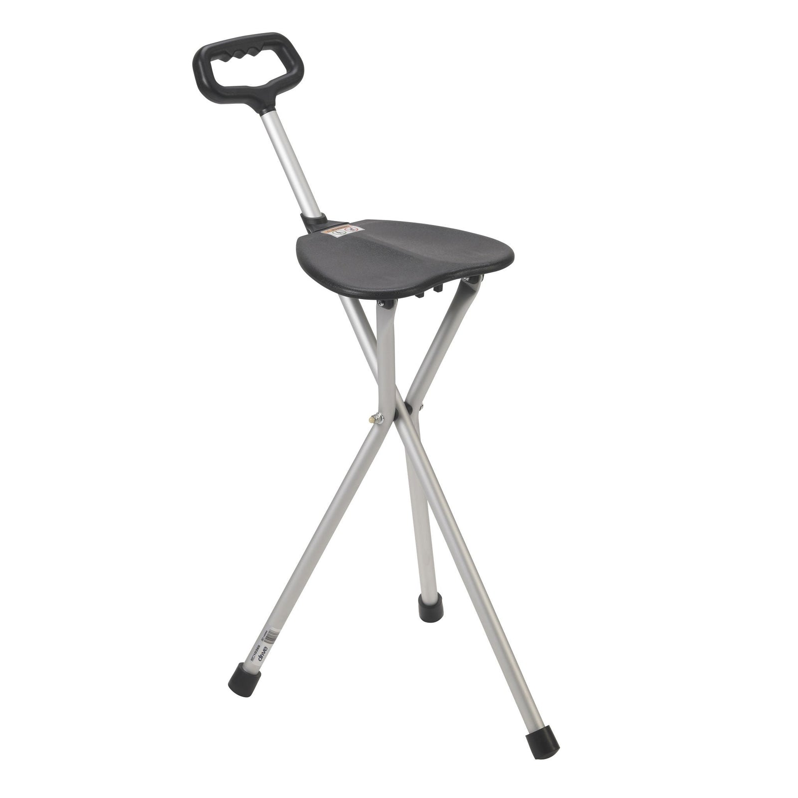 Drive DeVilbiss Aluminum Folding Tripod Cane with Seat, 34 Inch