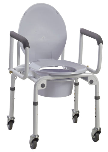 Drive™ Padded Drop Arms Commode Chair - 14 Inch Seat Width