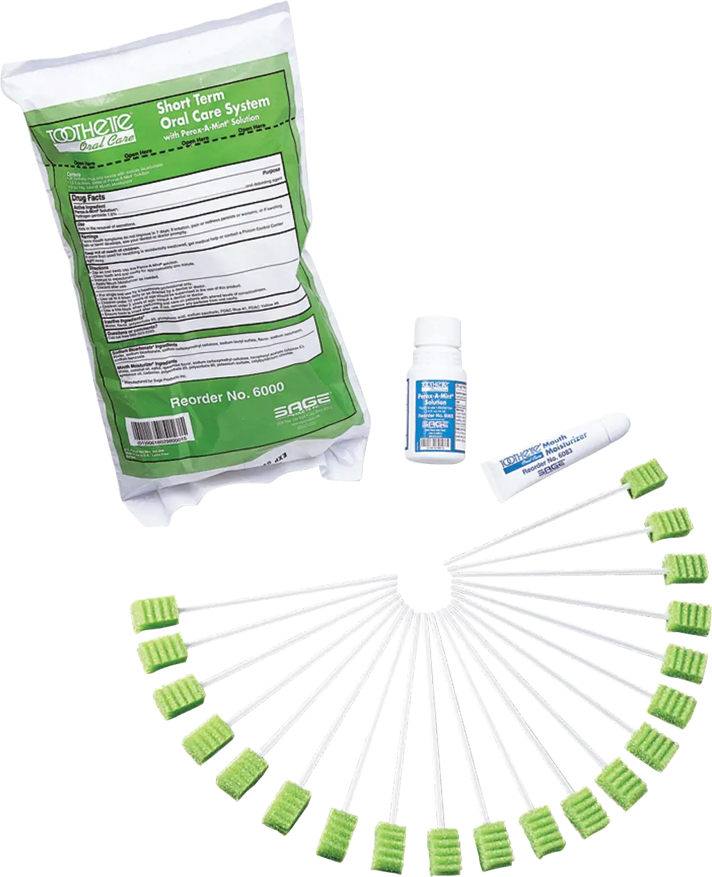 Stryker Short Term Swab System with Perox-A-Mint Solution 44mL & Mouth Moisturizer 14g
