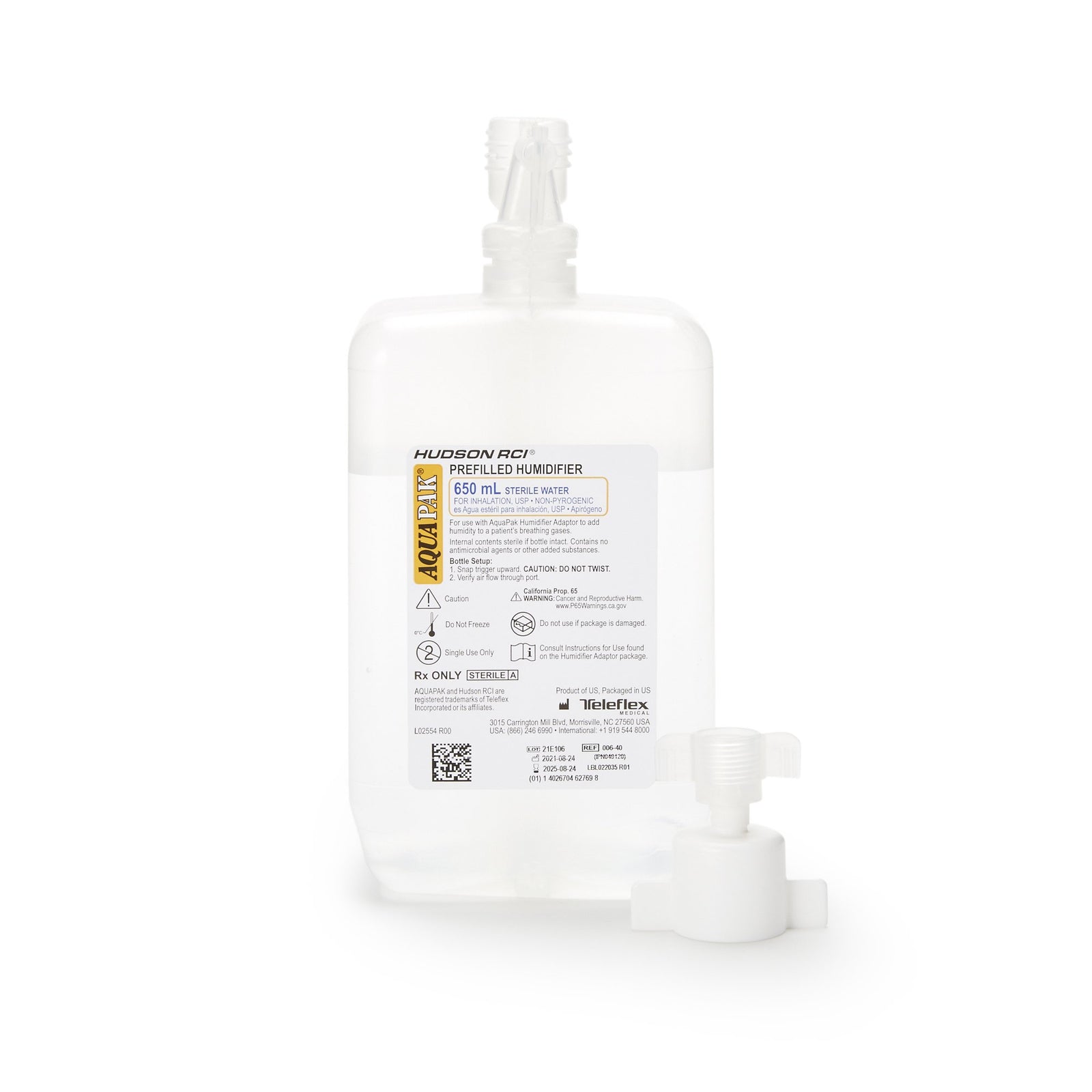 Medline Aquapak 610 Prefilled Humidifier, 650 mL