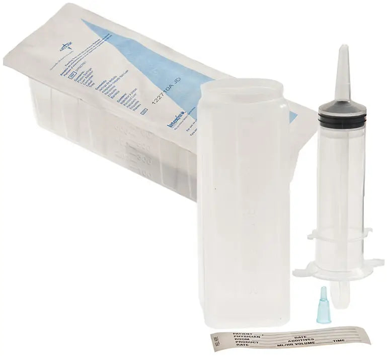 Medline Enteral Feeding Tray with 60 mL Piston Syringe, Sterile, Latex-Free